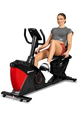 Vélo d'appartement Hop-Sport Vélo d'appartement Semi-Allongé HS-070L Helix Avec Bluetooth & App, 32 Niveaux de Résistance, Masse d'inertie 18,5 kg, Siège réglable, Ordi