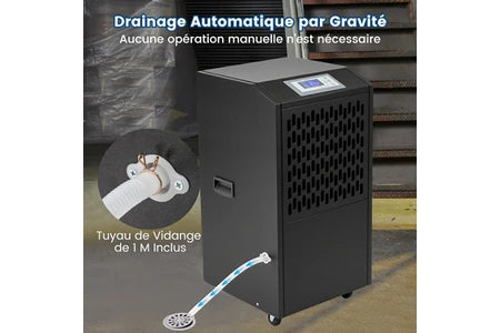 Déshumidificateur Giantex Déshumidificateur Mobile 118 L avec Tuyau de Vidange, Minuterie 24 H, Noir