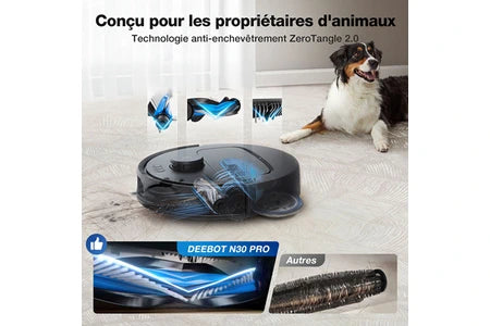 Aspirateur robot Ecovacs Aspirateur Robot N30 PRO Omni Noir, Robot Aspirateur Laveur Avec Omni Station, 10000Pa, Nettoyage Humide adaptatif TruEdge