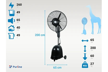 Ventilateur Purline Ventilateur brumisateur à haut débit et réservoir de 49 L MISTY 12 Noir