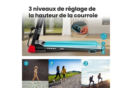 Tapis de course Hop-Sport Tapis de Course Pliable HS-1200LB Soul - 2 en 1 pour la Maison avec Appareil de Massage - avec Écran LCD, Contrôle par Application, 15 Programmes et