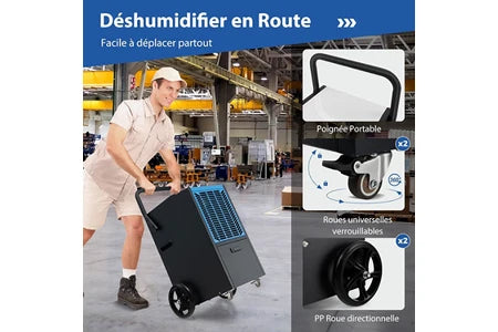 Déshumidificateur Giantex Déshumidificateur Professionnel 66 L/Jour, Pompe et Tuyau de Vidange, Minuterie 24H, Bleu