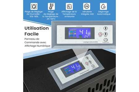 Déshumidificateur Giantex Déshumidificateur Mobile 118 L avec Tuyau de Vidange, Minuterie 24 H, Noir