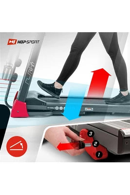 Tapis de course Hop-Sport Tapis de Course Pliable HS-1200LB Soul - 2 en 1 pour la Maison avec Appareil de Massage - avec Écran LCD, Contrôle par Application, 15 Programmes et