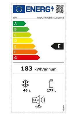 Réfrigérateur congélateur en haut Beko RDSA240K40SN Gris Anthracite