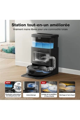 Aspirateur robot Ecovacs Aspirateur Robot N30 PRO Omni Noir, Robot Aspirateur Laveur Avec Omni Station, 10000Pa, Nettoyage Humide adaptatif TruEdge