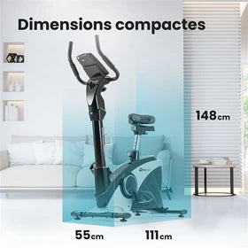 Vélo d'appartement Hop-Sport Vélo d'appartement HS-090H Apollo, Masse d'inertie 13 kg, Vélo d’intérieur, Contrôle par application, 12 programmes d'entraînement, Résistance 32