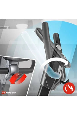 Vélo d'appartement Hop-Sport Vélo d'appartement Semi-Allongé HS-070L Helix Avec Bluetooth & App, 16 Niveaux de Résistance, Masse d'inertie 18,5 kg, Siège réglable, Ordi