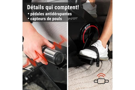 Vélo d'appartement Hop-Sport Vélo d'appartement Semi-Allongé HS-070L Helix Avec Bluetooth & App, 32 Niveaux de Résistance, Masse d'inertie 18,5 kg, Siège réglable, Ordi