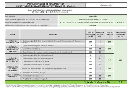 Aspirateur robot Dreame D20 Ultra