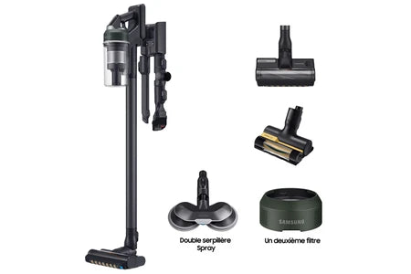 Aspirateur balai Samsung Aspirateur balai laveur Pack Jet 85 Pet vert + Double Serpilliere Spray + 2eme filtre a particules fines