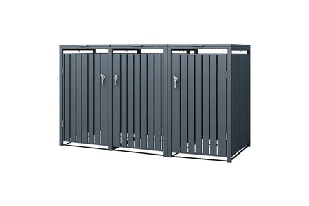Poubelle Non renseigné ML-Design Box pour 3 Poubelles, 240L, 200x80x116,3 cm, en Acier, Anthracite, Résistant aux