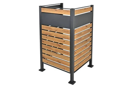Poubelle Non renseigné ML-Design Clôture pour 1 Poubelle, en Acier, Aspect Bois/Anthracite, 150x91 cm,