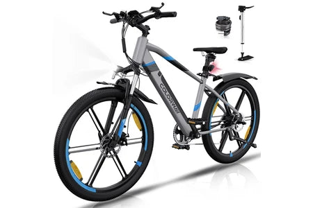 Vélo électrique&nbsp;Colorway Vélo Électrique - BK7S - Pneu 26 pouces 36V 12Ah Shimano 7 Vitesses- Sliver