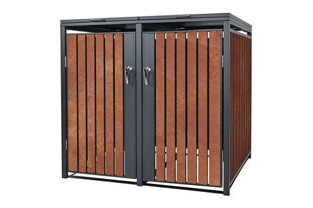 Poubelle Non renseigné ML-Design Box pour 2 Poubelles, 240L, 132x80x116,3 cm, en Acier/Acier Corten,