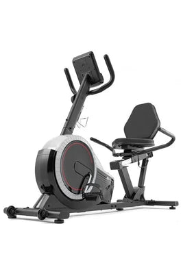 Vélo d'appartement Hop-Sport Vélo d'appartement Semi-allongé HS-060L Pulse, Vélo Assis avec Dossier, 8 niveaux de Résistance magnétique, Roue d'inertie de 15 kg, Écran LCD,