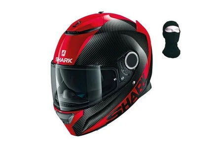 Casque de sport&nbsp;Shark Helmets SHARK Casque Intégral Spartan Carbon Skin Noir Rouge + Cagoule