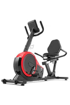 Vélo d'appartement Hop-Sport Vélo d'appartement Semi-allongé HS-060L Pulse, Vélo Assis avec Dossier, 8 niveaux de Résistance magnétique, Roue d'inertie de 15 kg, Écran LCD, Rouge