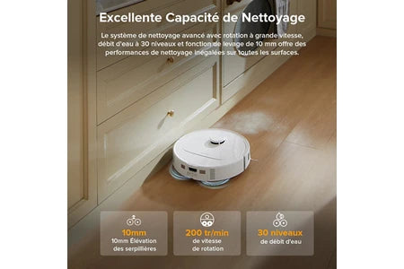 Aspirateur robot Roborock QV 35A Aspirateur Robot , 8000Pa ,Upgrade du Qrevo Plus , Serpillière Rotative 200 TR/Min & Relevable 10mm