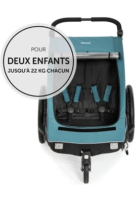Siège vélo enfant et remorque&nbsp;Hauck Remorque vélo duo Dryk Océan Vert