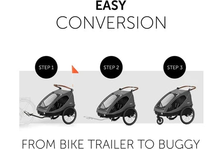 Siège vélo enfant et remorque&nbsp;Hauck Remorque vélo duo Dryk Mélange Gris