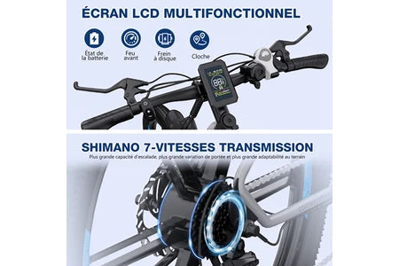 Vélo électrique&nbsp;Colorway Vélo Électrique - BK7S - Pneu 26 pouces 36V 12Ah Shimano 7 Vitesses- Sliver