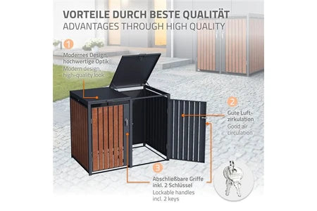 Poubelle Non renseigné ML-Design Box pour 2 Poubelles, 240L, 132x80x116,3 cm, en Acier/Acier Corten,