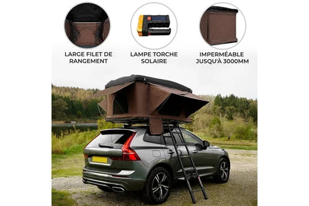 Tente MonsterShop Tente de Toit Marronne Pour Voiture Camping - 2 à 3 pers Rigide