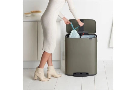 Poubelle Brabantia Poubelle à pédale 2x30l platinum 211546
