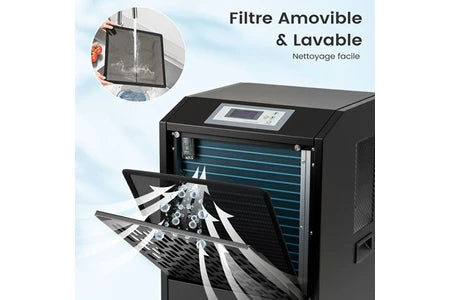 Déshumidificateur Giantex Déshumidificateur Mobile 118 L avec Tuyau de Vidange, Minuterie 24 H, Noir
