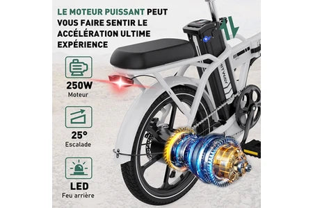 Vélo électrique&nbsp;Hitway Vélo Électrique pliant - BK5 - Pneu 16 pouces - Blanc