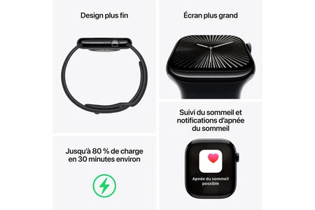 Apple watch Apple Apple Watch Series 10 GPS 46mm Boîtier en Aluminium Argent avec Boucle Sport Nuée bleue