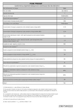 Sèche-linge à condensation Beko DC7230S