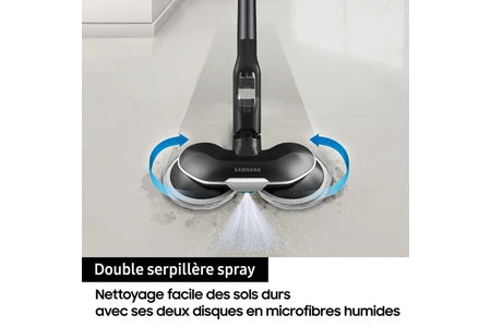 Aspirateur balai Samsung Aspirateur balai laveur Pack Jet 85 Pet vert + Double Serpilliere Spray + 2eme filtre a particules fines