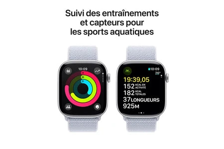 Apple watch Apple Apple Watch Series 10 GPS 46mm Boîtier en Aluminium Argent avec Boucle Sport Nuée bleue