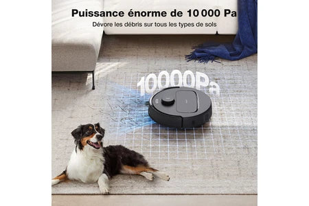 Aspirateur robot Ecovacs Aspirateur Robot N30 PRO Omni Noir, Robot Aspirateur Laveur Avec Omni Station, 10000Pa, Nettoyage Humide adaptatif TruEdge