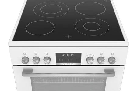 Cuisinière vitrocéramique Bosch Série 6 Cuisinière électrique pose-libre Blanc HKS79R220