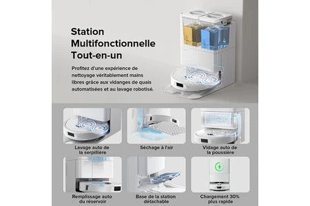 Aspirateur robot Roborock QV 35A Aspirateur Robot , 8000Pa ,Upgrade du Qrevo Plus , Serpillière Rotative 200 TR/Min & Relevable 10mm