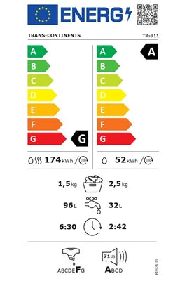 Mini lave-linge Trans-Continents Trans‑Continents Mini lave-linge séchant UNIK TR‑911 - OWD - AI SMART