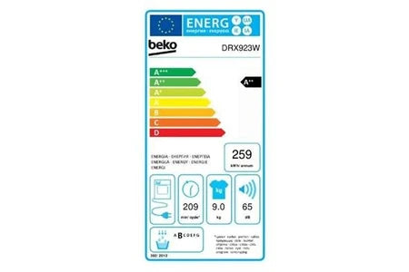 Sèche-linge à condensation Beko DRX923W sèche-linge Autoportante Charge avant 9 kg A++ Blanc