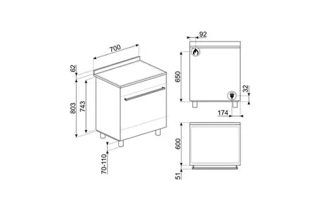 Piano de cuisson Smeg B71GMX2