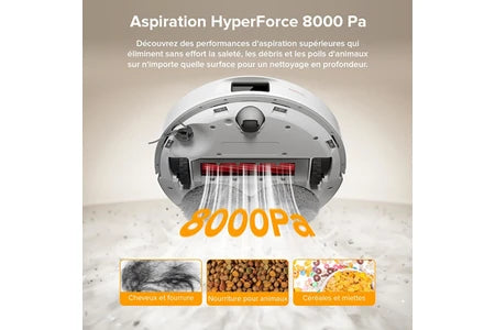 Aspirateur robot Roborock QV 35A Aspirateur Robot , 8000Pa ,Upgrade du Qrevo Plus , Serpillière Rotative 200 TR/Min & Relevable 10mm