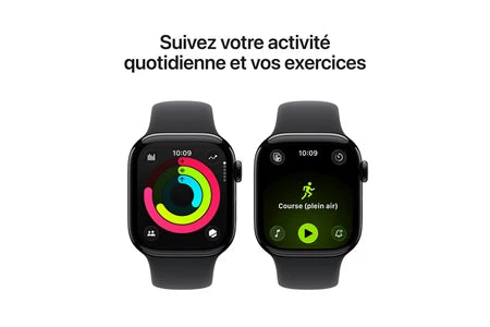Apple watch Apple Watch Series 11 GPS 42mm Boitier en Aluminium Noir de Jais avec Bracelet Sport Noir - S/M
