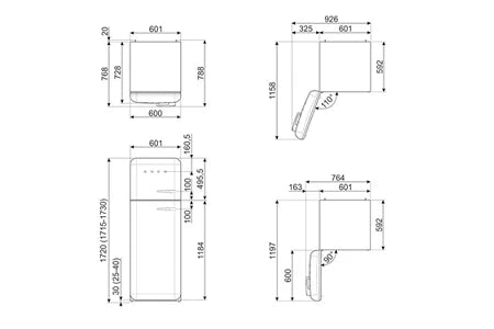 Réfrigérateur congélateur en haut Smeg FAB30ROR6