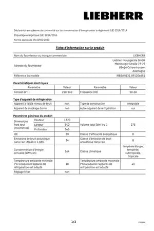 Réfrigérateur 1 porte Liebherr IRBSd5121-22 BioFresh