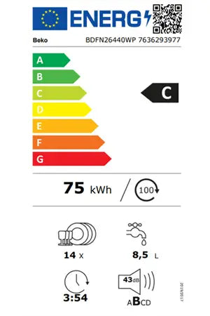 Lave-vaisselle pose libre Beko BDFN26440WP