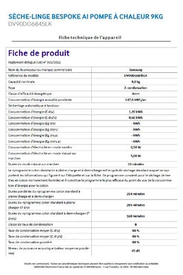 Sèche-linge pompe à chaleur Samsung DV90DG6845LK